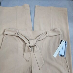 Carole Wren Wide Leg Pants Tan Belted High Rise Trousers Womens 14 NWT